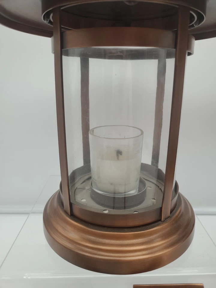 Aplique de pared Pottery Barn de cobre con cortinas de vidrio portavelas Hurricane Foto 4 de 4