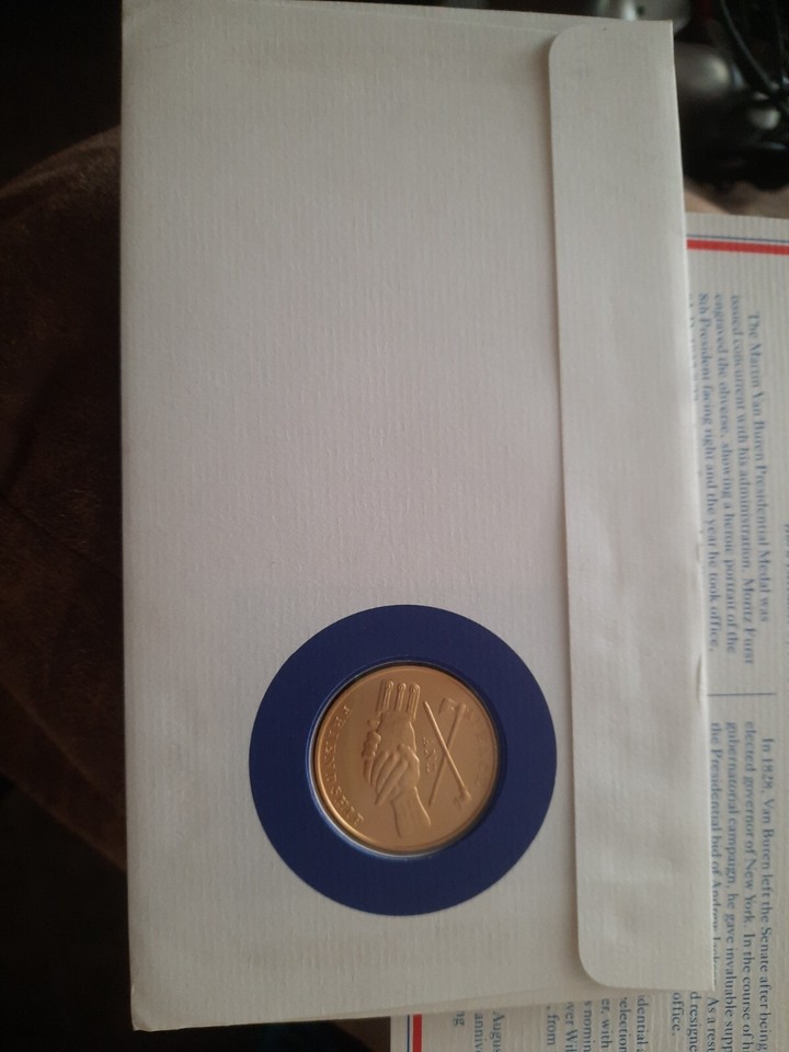 Medal " James K. Polk 11th President US" in envelope with rare stamps