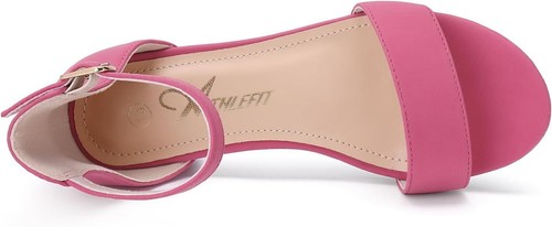 Athlefit Girls Sandals Open Toe Ankle Strap Low Heels Girl Dress Shoes Toddler - Picture 14 of 40