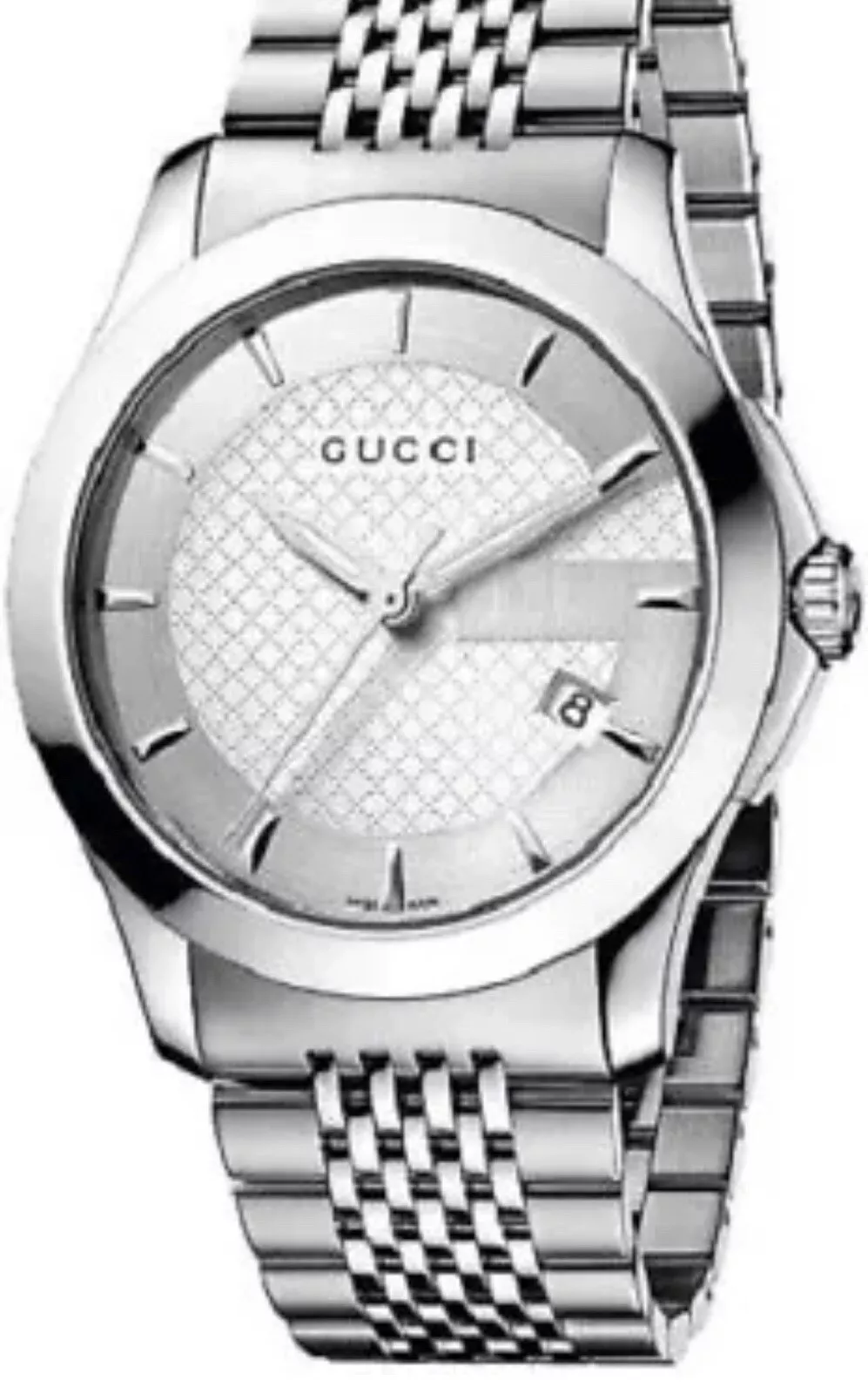 Montre pour homme GUCCI YA126401 Date G ton argent intemporel en acier inoxydable