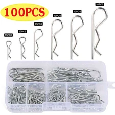 100 Pcs Cotter Pins, R Clips Split Pins Assortment Kit, Disc Caliper Pin R Clip