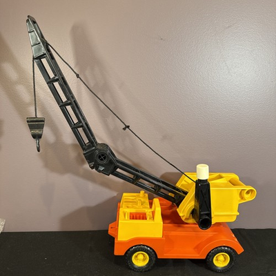 #ad Vintage Fisher Price Husky Crane Truck Boom 1978 Rare WORKS $34.95