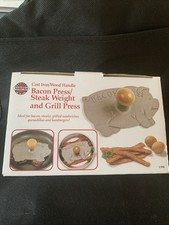 Nuova pressa per pancetta a forma di maiale NORPRO/bistecca/griglia manico in legno ghisa!
