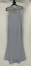 Daymor Couture Dress Womens 6 Light Blue Sleeveless Illusion Neck Formal Gown