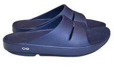 Oofos Ooah Men's 10 Womens 12 Navy Slide Sandal Comfort Slip-On Summer Slippers