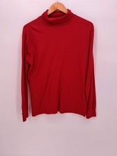 Bobbie Brooks Shirt Womens Large Red Mock Neck Long Sleeve Pullover Made in USA