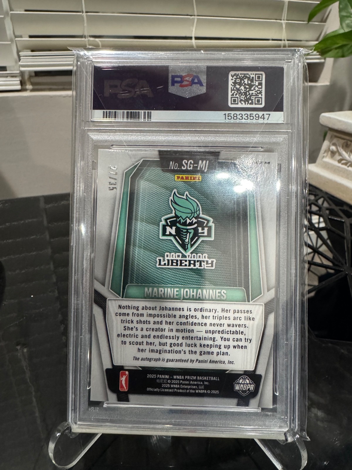 2025 Prizm WNBA Basketball Marine Johannes Liberty Teal Auto /35 PSA 9!! view 2