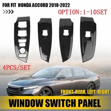 Fit Honda Accord 2018-21 2022 Inner Window Switch Panel Cover Trim Carbon Fiber