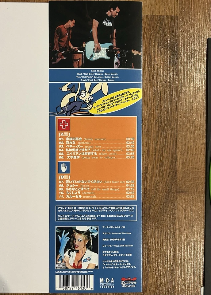 Blink 182 - Live From The Shoreline 1999 vinyl record Japan import Blue obi rare - Image 2 of 2