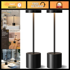2 Pack Cordless Rechargeable Table Lamp - 4000mAh Battery, Modern Black Design