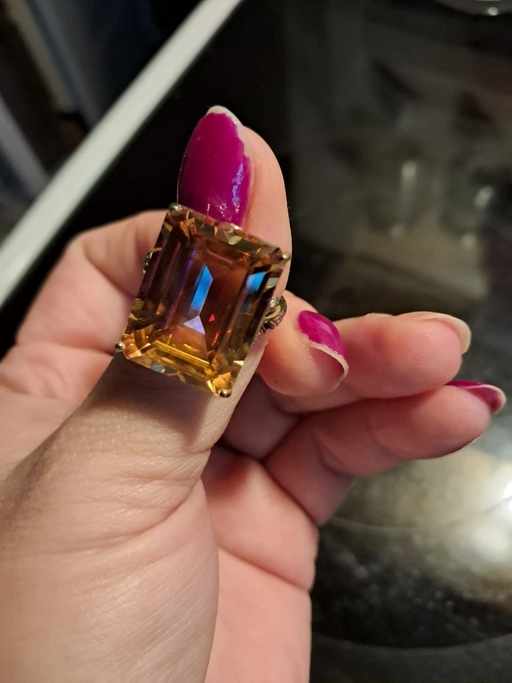 ENORME Anillo de Cóctel Topacio Azótico Oro 10k Talla 8! Foto 2 de 4