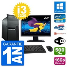 PC Tour Lenovo M92p Ecran 22" Core i3-3220 RAM 16Go Disque 500Go Windows 10 Wifi