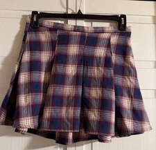 SO Good for Life Navy Red White Plaid Pleated High RiseMini Skirt Size 11