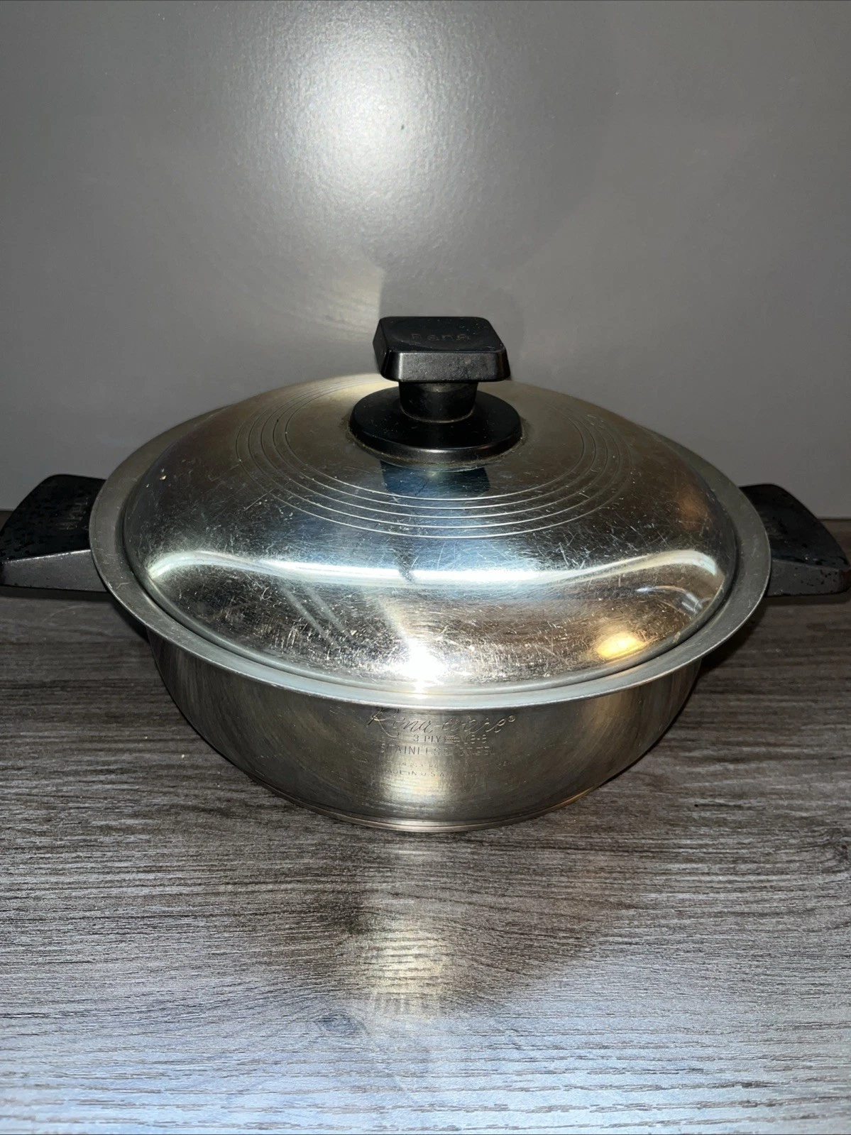 Vintage Rena-Ware 2 quart Pan & Matching Lid 3 Ply-18-8 Stainless Steel U.S.A.