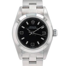 Rolex Oyster Perpetual 76080 Black Index-Arabic Dial Ladies 25mm Watch Box Paper