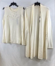 Elie Tahari Women Ivory Sweater Set Size XL/L