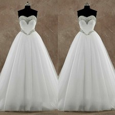 Luxury Beaded Wedding Dresses Strapless A-Line Full Length Elegant Bridal Gowns