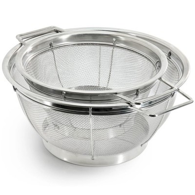 Beille 2pc Fine Mesh Stainless Steel Colander Set, Pasta Strainer, Rice Washer,
