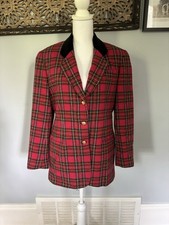 Wmn s Sz 6 Vintage Brooks Brothers Wool Holiday TartanPlaid Blazer 100 Wool