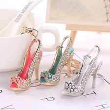 Retro High Heel Shoe Keychain Rhinestone Alloy Car Key Chains Purse Bag Jewelry