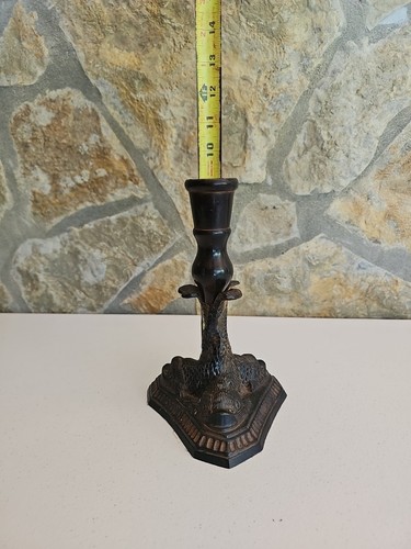 Vintage schwerer massiver Messing/Bronze gedrehter Koi Fisch Kerzenständer Halter - Bild 3 von 5