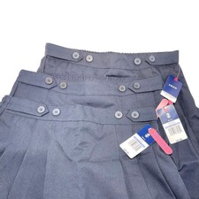 3pack NEW IZOD 18.5 Plus Navy Blue Pleated School Uniform Skort Button Waistband