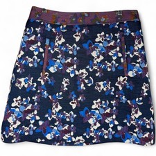 Maeve Anthropologie Floral Jacquard Mini Skirt Size 4 Blue Purple Dark Academia