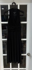 JONES WEAR Women's Black Ruched Halter Dress Stretch Evening Cocktail 4