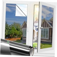  One Way Window Film Privacy Reflective 17.5 Inch x 7.8 Feet Black Silver