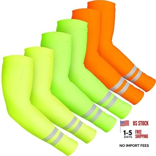 6 Pairs UV Sun Protection Arm Sleeves for Men Women Reflective Vivid Color