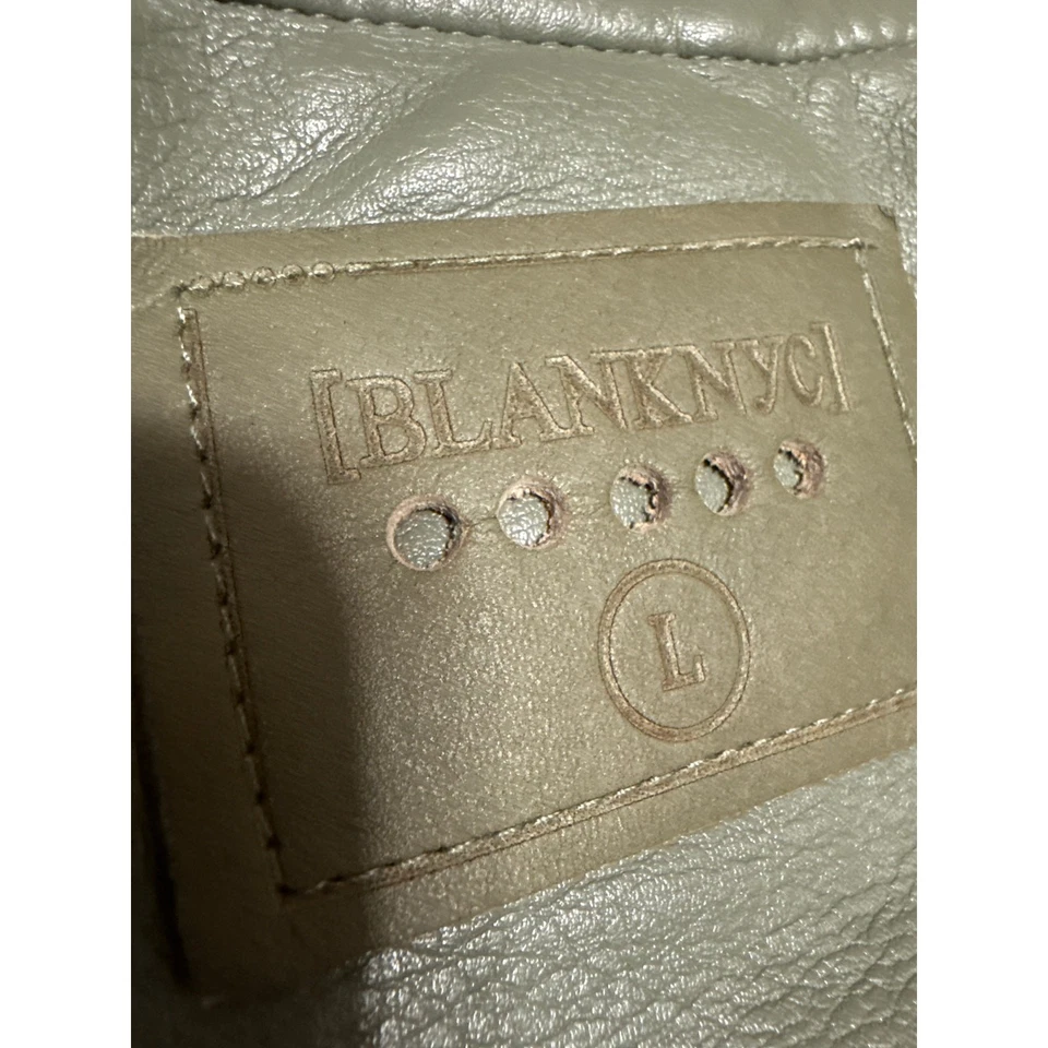 Chaqueta de motociclista de manga larga vegana de cuero sintético verde de Nueva York en blanco talla L Foto 3 de 4