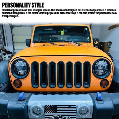 2pcs Blue Tow Hook Covers for Jeep Wrangler&Gladiator 2007-2024 - Picture 3 of 11