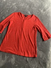 I.N.Studio Top Women’s Petite Small Red 3/4 Sleeve Bell Sleeve Casual 