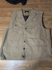 Wyoming Traders Vest Bronco Khaki Canvas Mens Medium Button Western Cowboy Tan