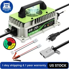 48 Volts 20 AMP Golf Cart Lithium Battery Charger 3-Pin Handle Plug For Club Car