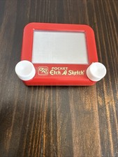 Vintage 1995 Ohio Art POCKET Etch A Sketch Mini Red Toy Retro Drawing Game