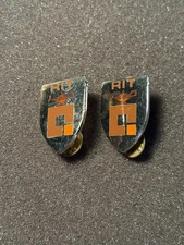 Vintage Mystery RIT Rochester Institute Of Technology Double Back Pins Military?