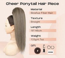 SEIKEA Synthetic Straight Ponytail Hairpiece Light Brown Clip-In 18in