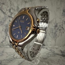 SEIKO Kinetic 3M22-0D10 Watch Two-Tone Navy Dial 38x34mm 10mm Thick 16.5cm Fit