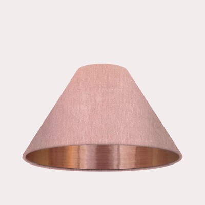 Lampenschirm Blush Rosa Samt Gebürstet Kupfer Konisch Coolie Lampenschirm