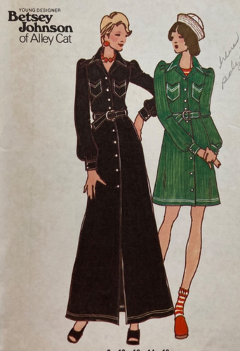 Abito Butterick 3283 Betsy Johnson modello con bottoni davanti taglia 12 non tagliato FF - Foto 1 di 4