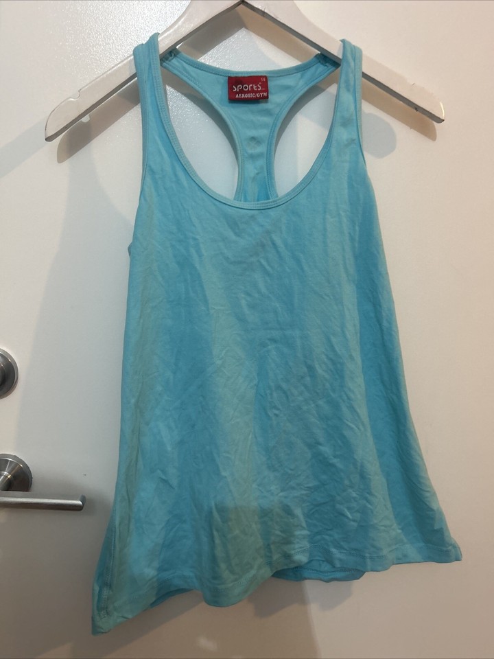 sports aerobic/gym top sz 14 blue (e33