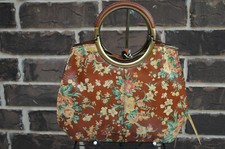 NWT Patricia Nash Aria Satchel Leather Vintage Botanical Collection Floral Brown