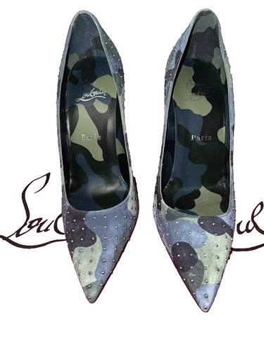 Christian Louboutin Spooky Flat Camouflage Stud Suede Loafer 41.5 Blue Christian Louboutin Suede Camouflage Print Loafers - Blue  main image 3