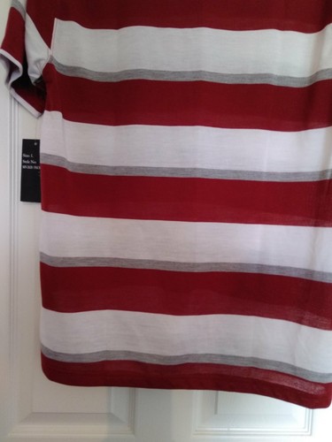 TRUE ROCK Mens Shirt Big & Tall V-Neck T-Shirt Red/White Striped Size LARGE NWT! - Picture 9 of 10