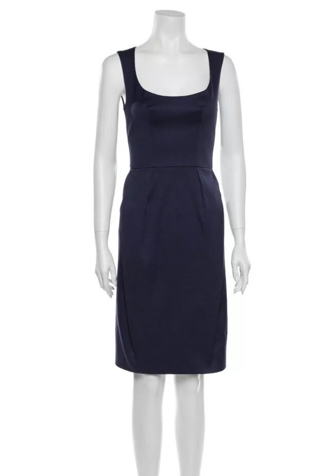 ABITO BLU A SCOOP AUTENTICO SAINT LAURENT ysl taglia 34 nuovo di zecca