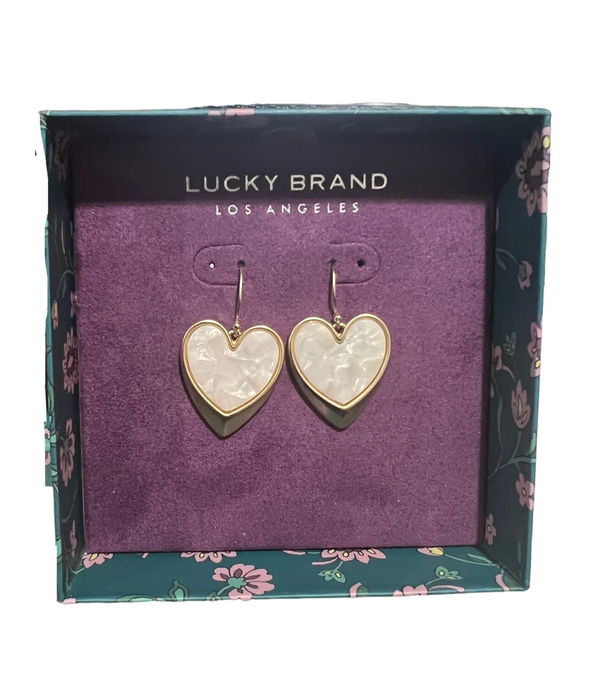 Lucky Brand золотистый перламутр в форме сердца капли серьги подарок идея - Изображение 3 из 4