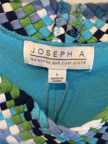 WOMEN'S NWT SHIRT TOP SZ L TURQUIOSE BRAIDED SLEEVELESS JOSEPH A. - Picture 5 of 9