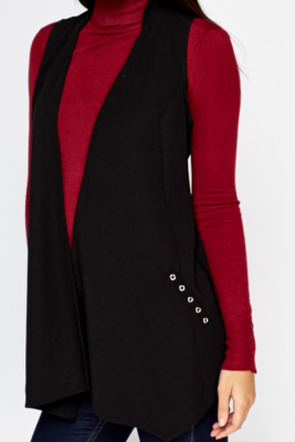 NEXT ÄRMELLOSES LANGES SCHWARZES TOP TRÄGERTOP BLAZER GRÖßE UK 8 10 12 /023