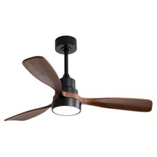 48Inch Ceiling Fan With Led Solid Wood Blades Remote Control Reversible DC Motor